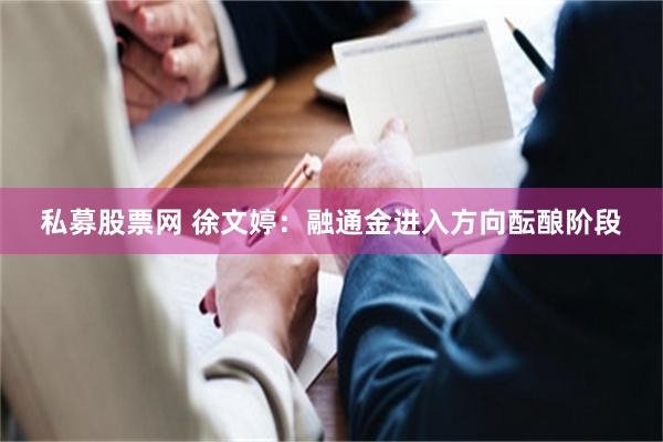 私募股票网 徐文婷：融通金进入方向酝酿阶段