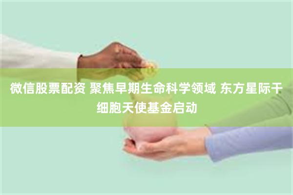微信股票配资 聚焦早期生命科学领域 东方星际干细胞天使基金启动