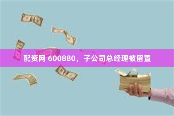 配资网 600880，子公司总经理被留置