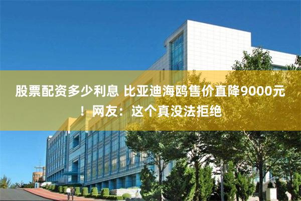 股票配资多少利息 比亚迪海鸥售价直降9000元！网友：这个真没法拒绝