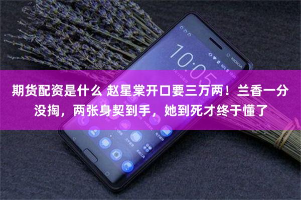 期货配资是什么 赵星棠开口要三万两！兰香一分没掏，两张身契到手，她到死才终于懂了